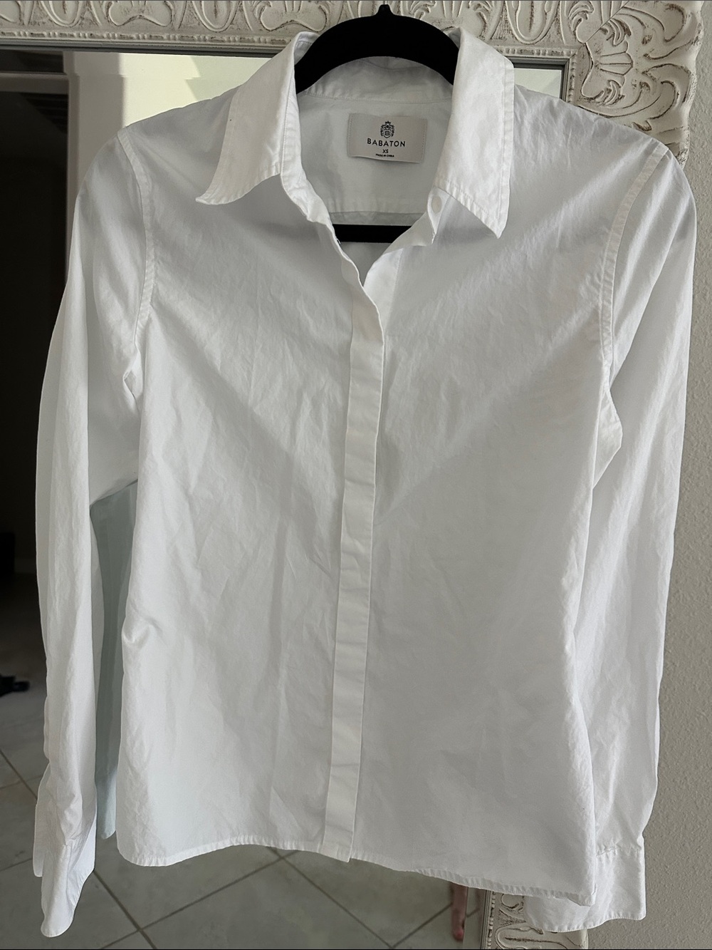 Aritzia Babaton Crisp Cotton White Long-Sleeve Button-Down Shirt